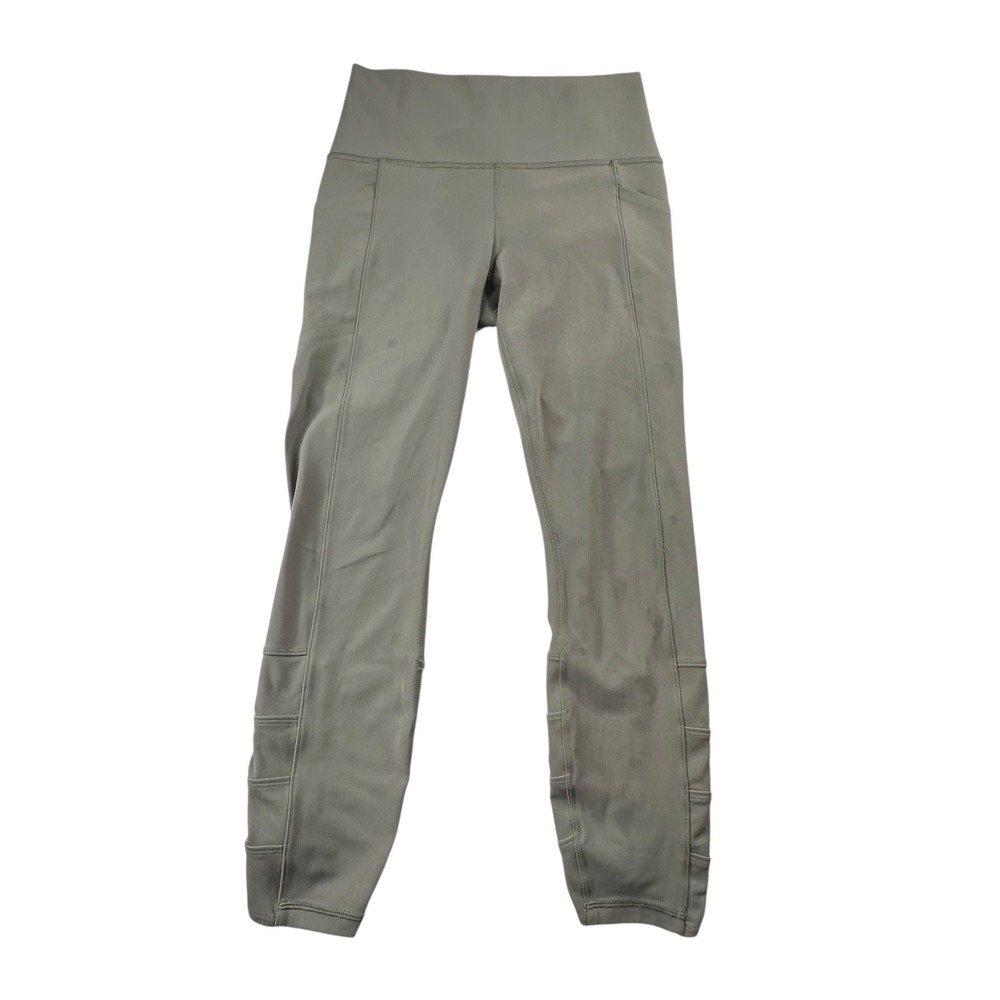 Athleta Women's Small S Leggings Salutation Stash Pocket Cinch Light Green